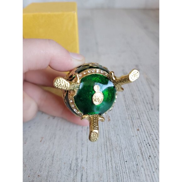 Miniature egg Green trinket box Easter rhinestone home decor unique - Picture 6 of 9